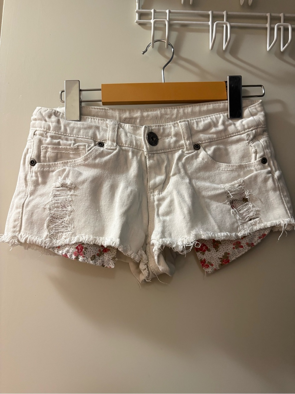White Distressed Denim mini Shorts